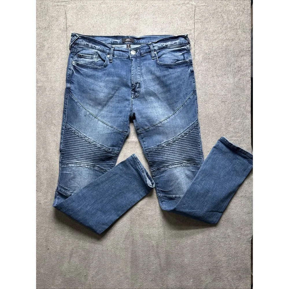 true religion rocco Moto Stitched relaxed skinny jeans 36x33 Blue Denim